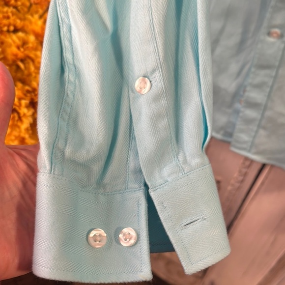 Michael Kors Slim Fit Stretch Light Aqua Long Sleeves Button-Up Shirt - Picture 6 of 8